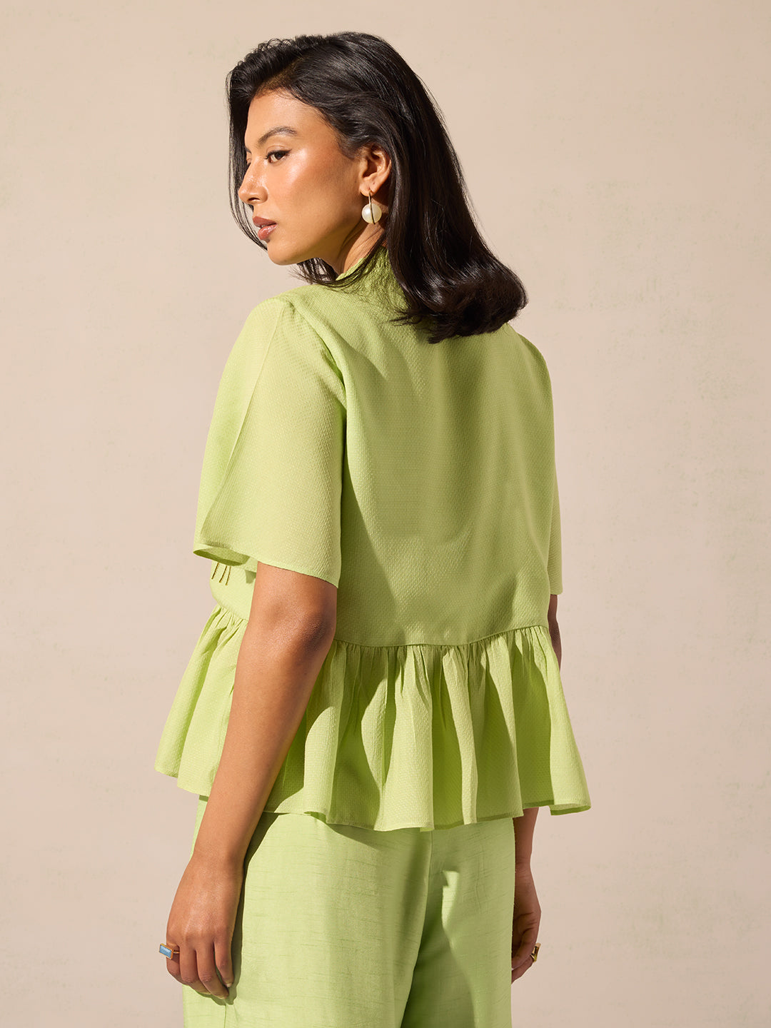 Samoh Floral Embroidered Top - Green