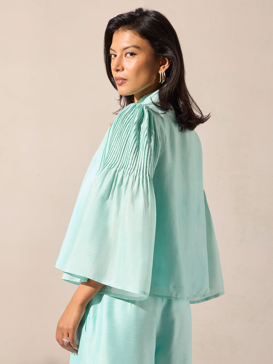 Pintuck Top - Blue