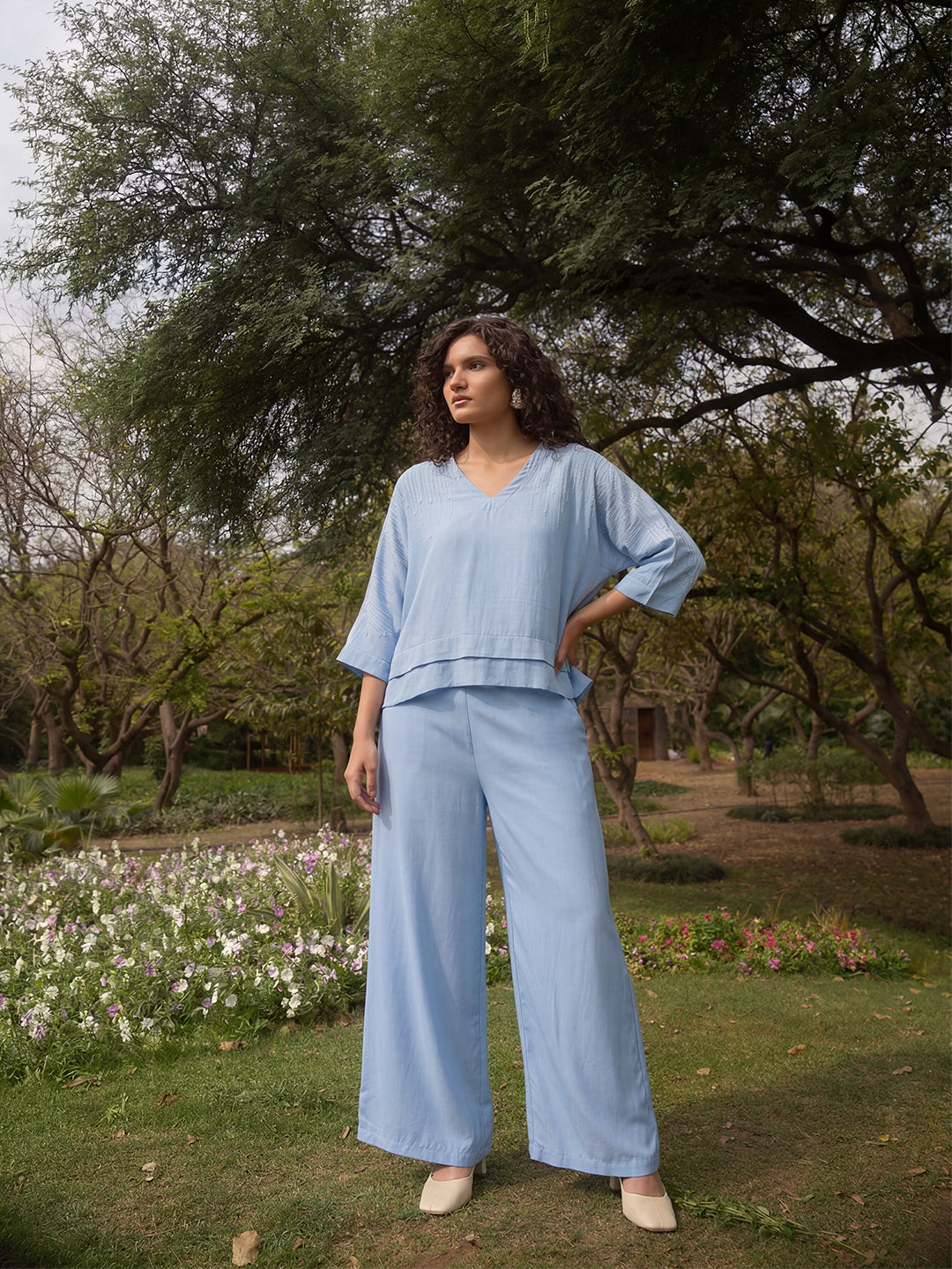 Samoh Embroidered Top – Blue