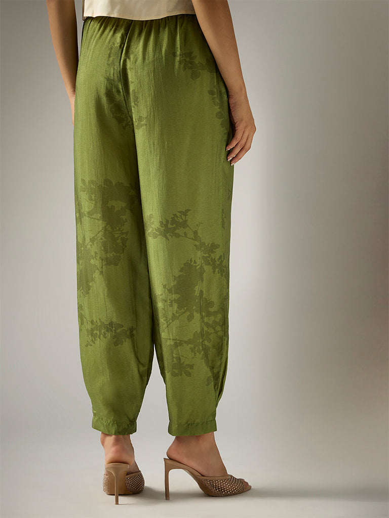Samoh Printed Tapered Pants – Green