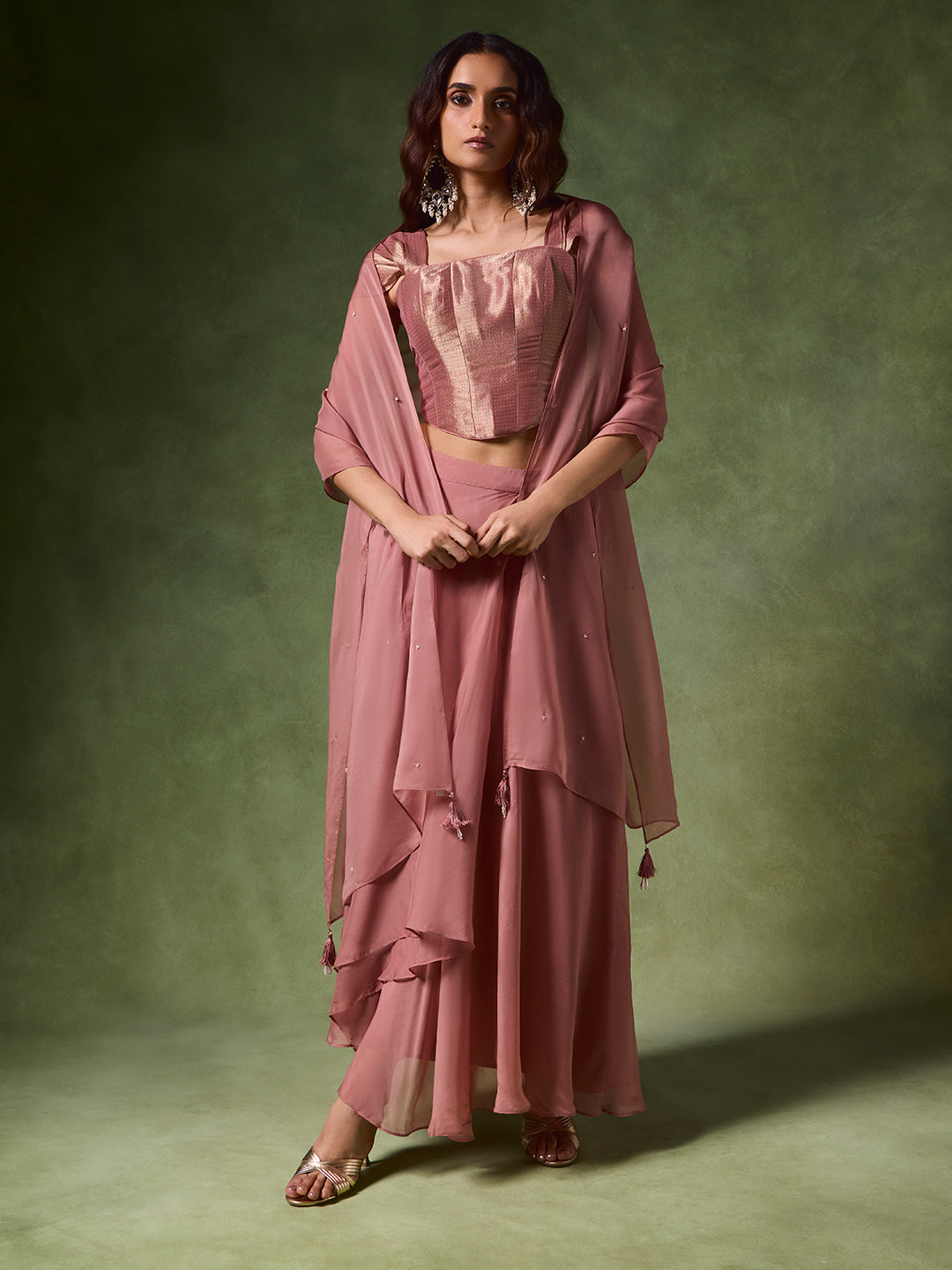 Samoh Embellished Dupatta – Pink