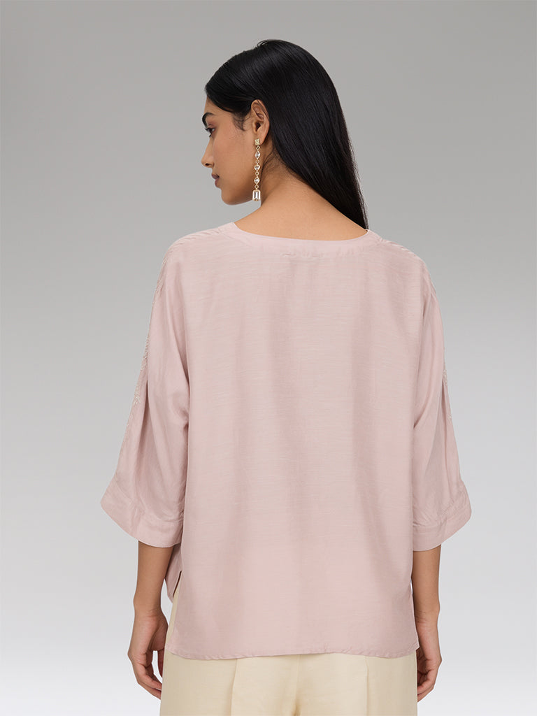 Floral Embroidered Top – Pink