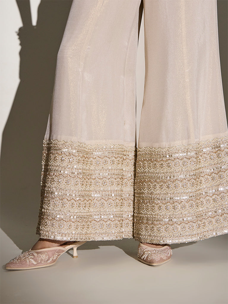 Samoh Sequin Embellished Co-ord Set - Beige