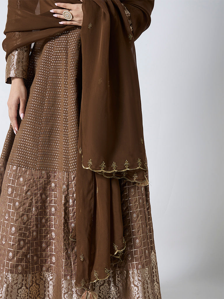 Samoh Embellished Dupatta - Brown