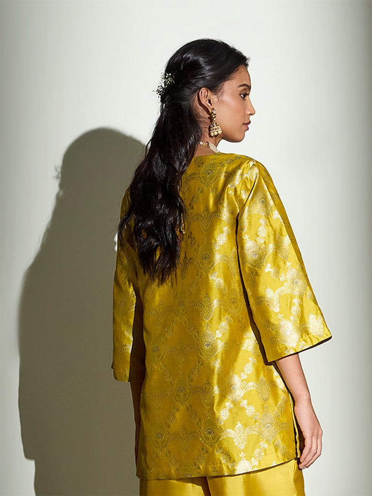 Brocade Kurta Set – Yellow