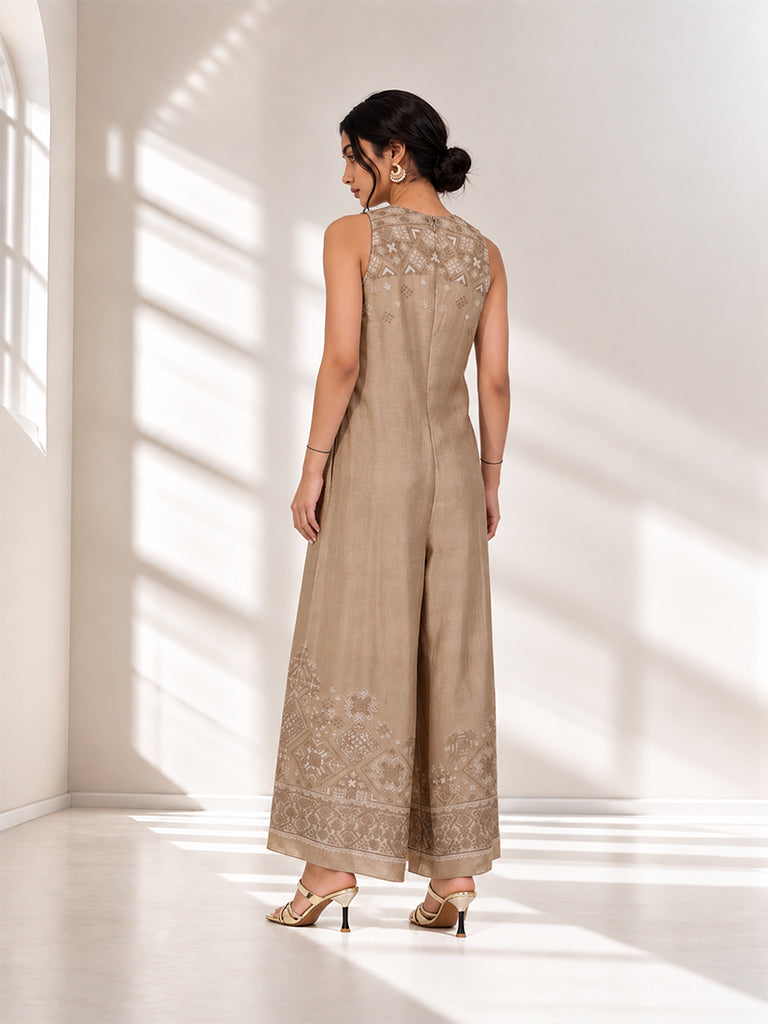 Samoh Aztec Printed Jumpsuit - Beige