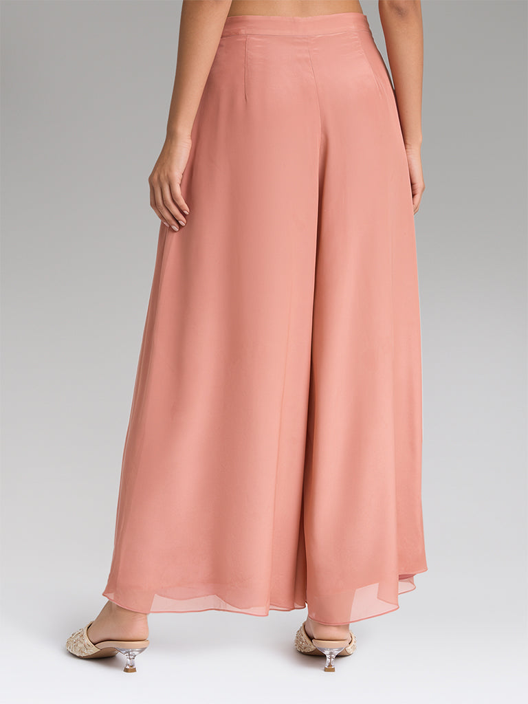 Pleated Wide-Leg Pants – Pink