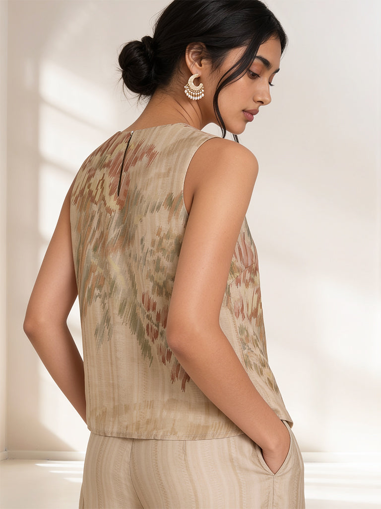 Samoh Printed Waistcoat - Beige