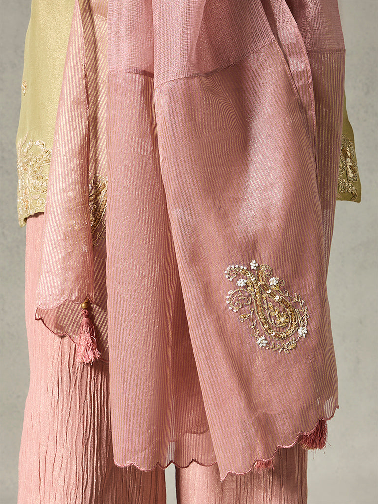 Embellished Dupatta - Pink