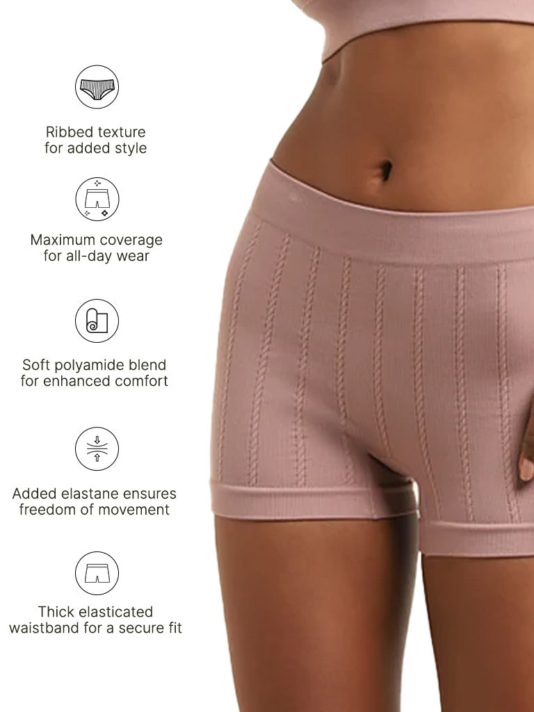 Superstar Dusty Pink Ribbed Mid-Rise Shorts Briefs