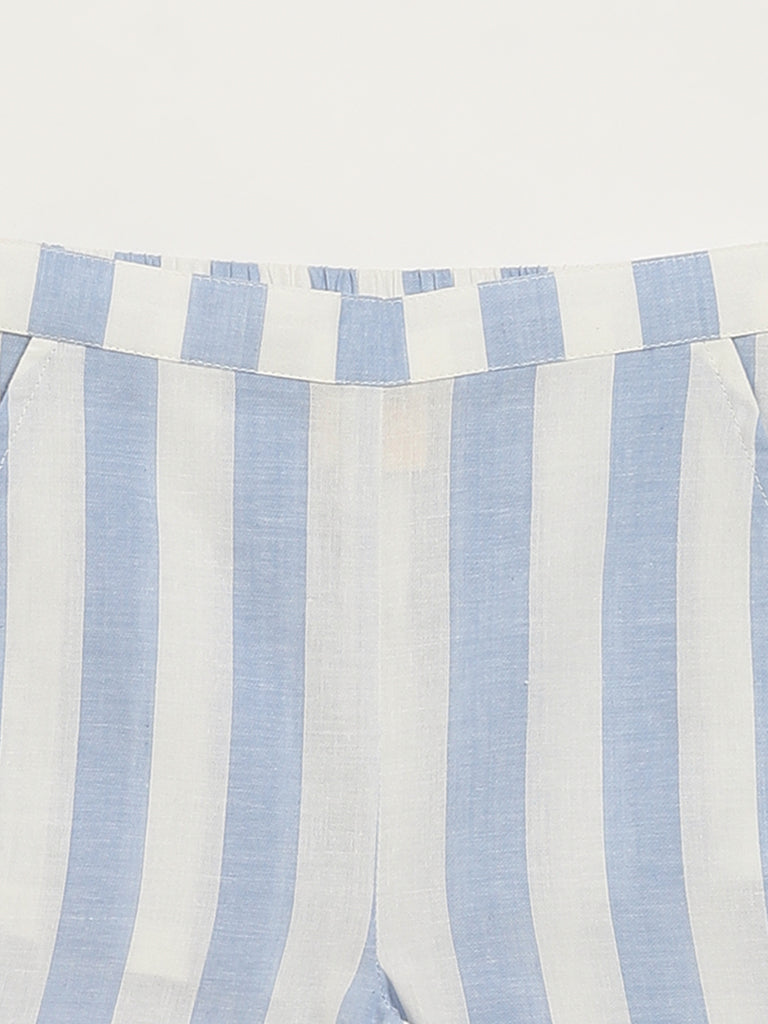 Westside Utsa Kids Blue Striped Cotton Palazzos - (2 -8yrs) for Ethnic Wear Zoomed View