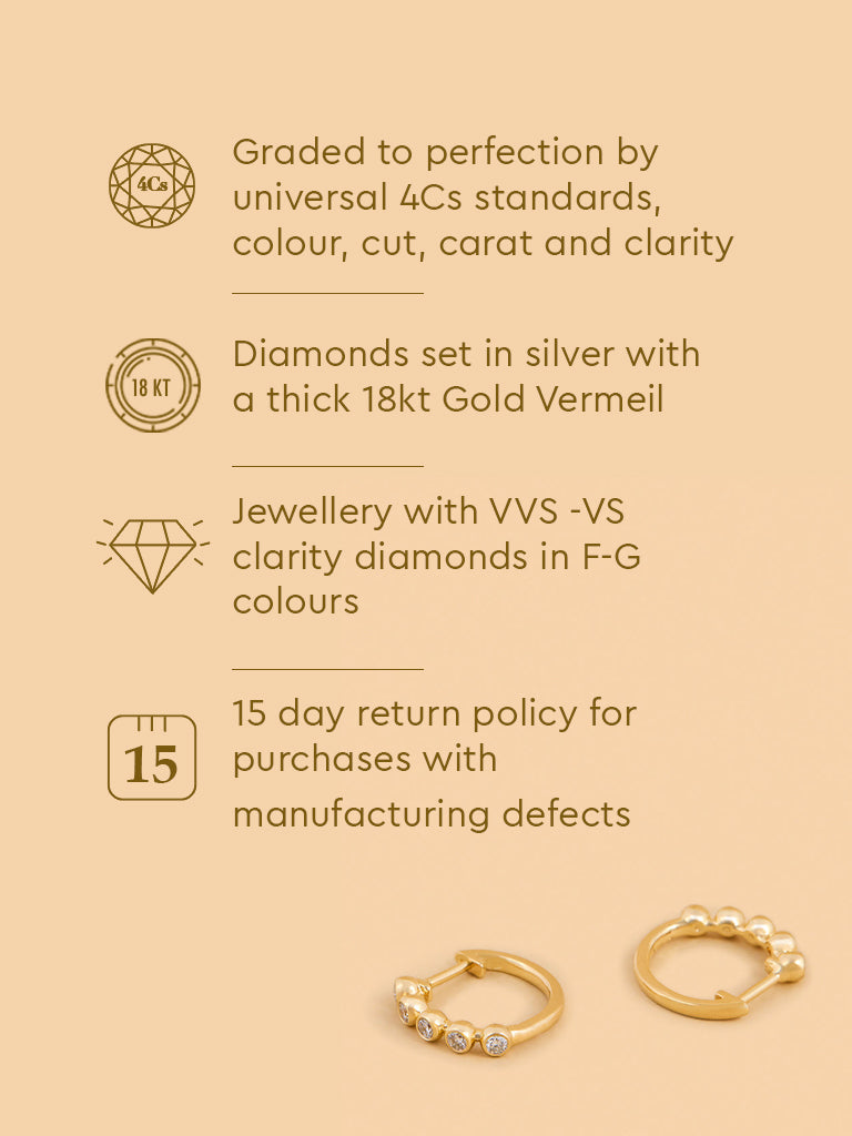Huggie Bezel Set Lab Diamond Earrings