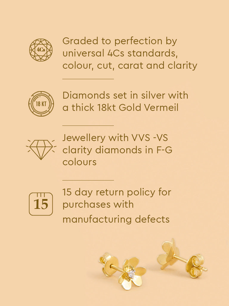 Timeless Floral Stud Lab Diamond Earrings