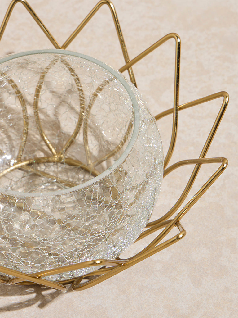 Westside Home Gold Lotus-Shaped Tealight Candle Holder