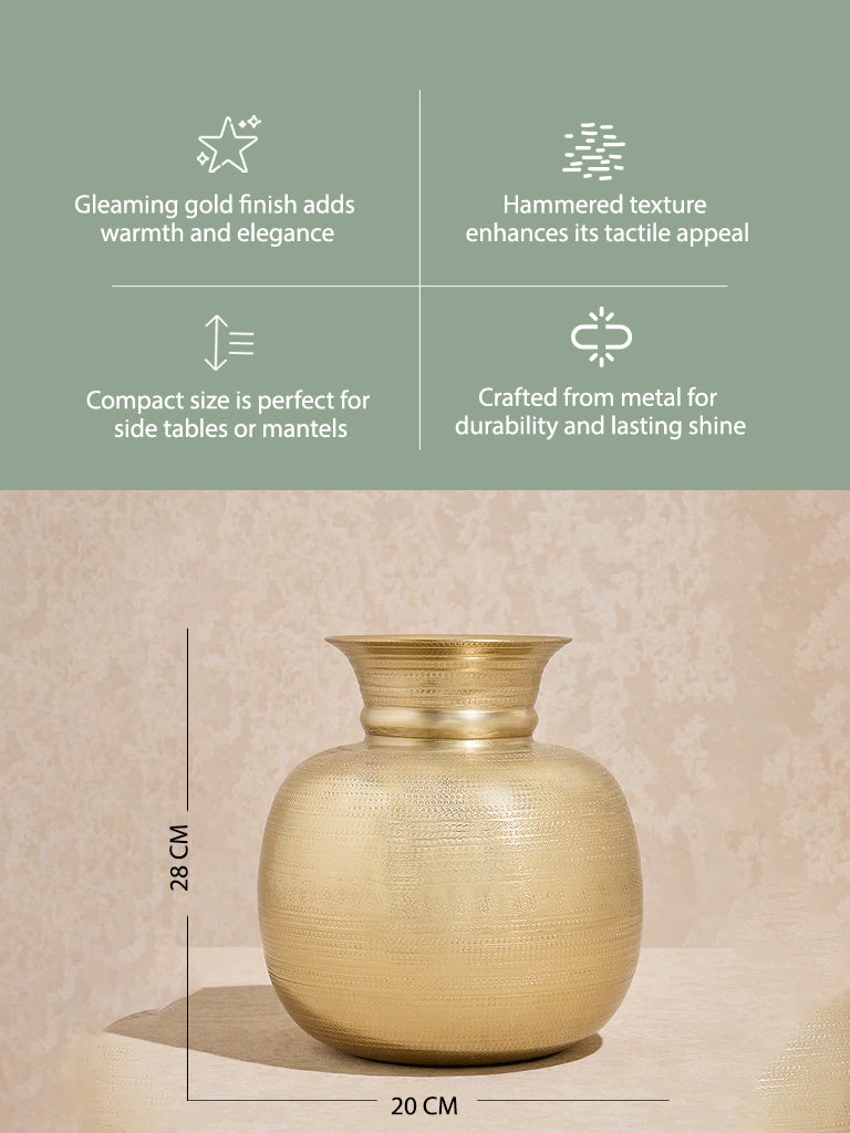 Westside Home Gold Textured Round Vase - Small