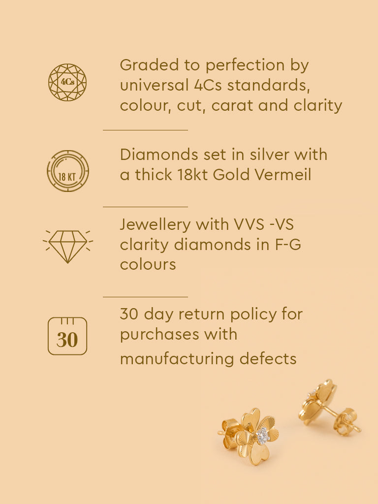 Delicate Lab Diamond Clover Heart Studs