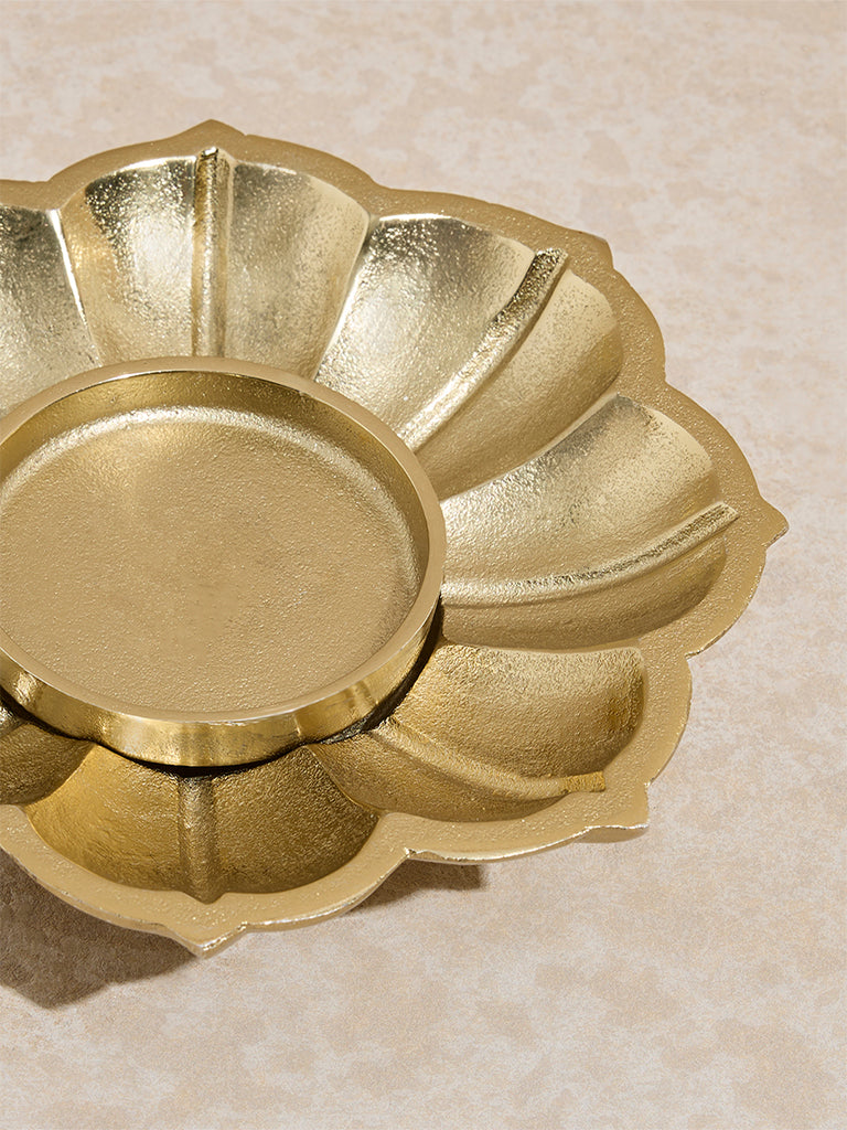 Westside Home Gold Lotus Pillar Candle Holder