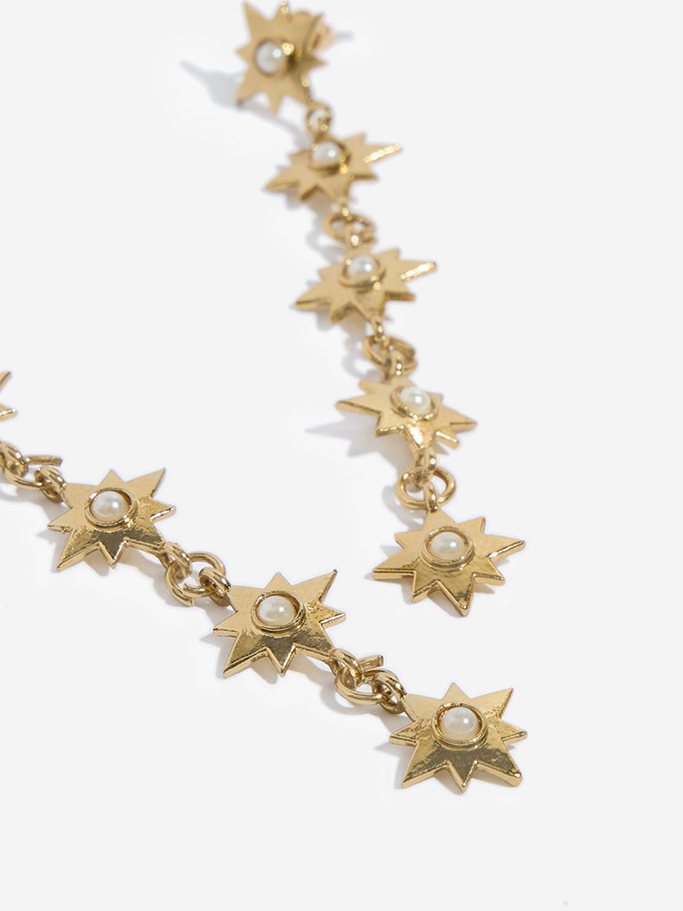 Westside Accessories Gold Star-Link Dangler Earrings