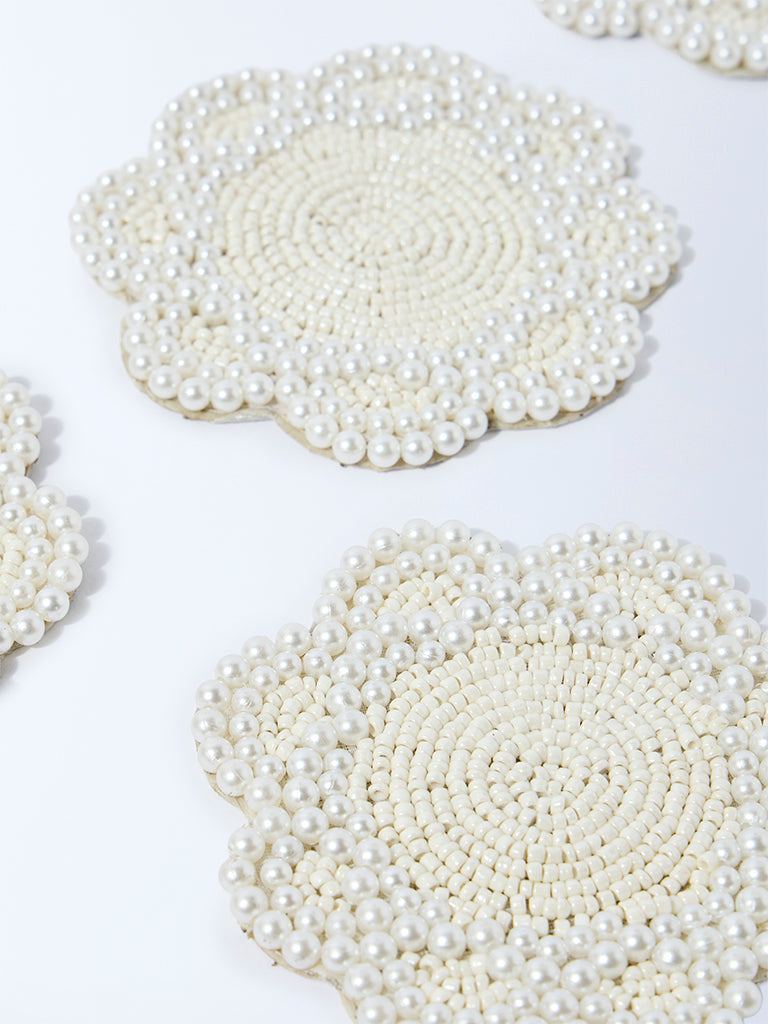 Westside Home White Pearlescent Coasters (Set of 4)