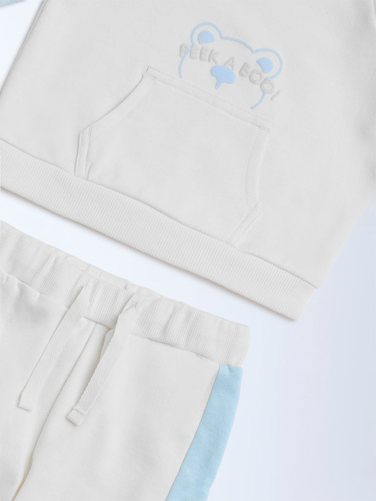 Westside HOP Baby Boy's Off-White Printed Cotton T-Shirt and Joggers Set for Casual Wear Zoomed View