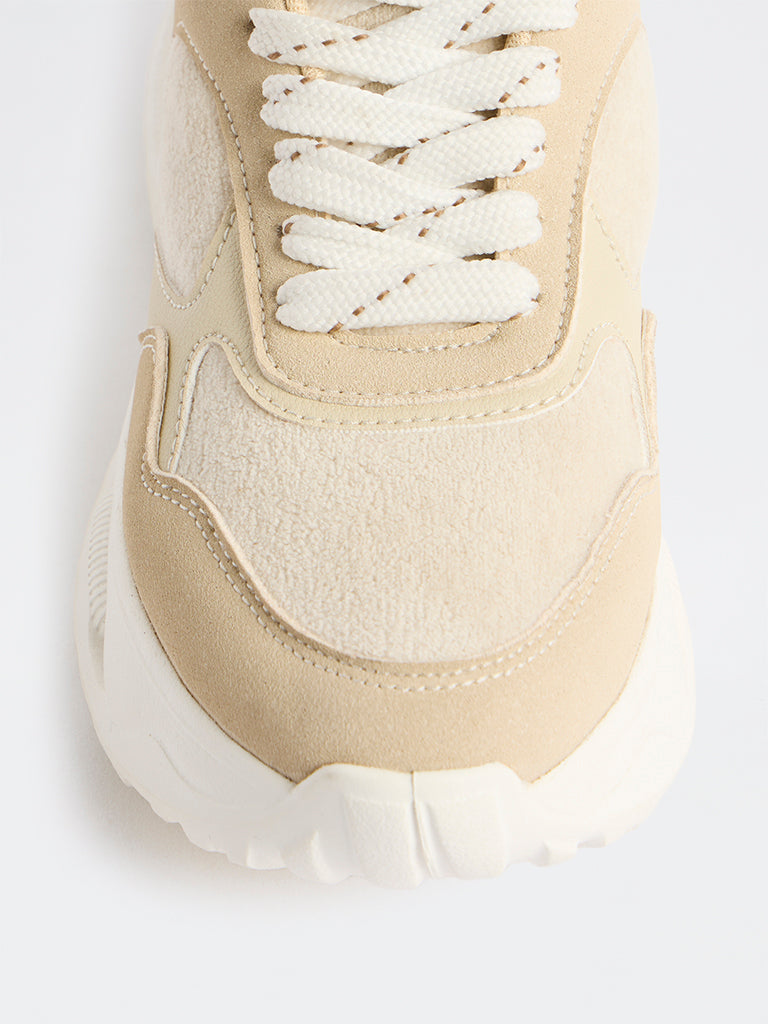 LUNA BLU Light Beige Lace-Up Chunky Sneakers