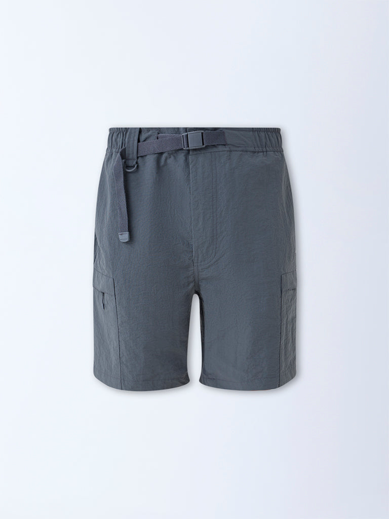 Westside Studiofit Men's Dark Grey Relaxed-Fit Mid-Rise Shorts for Sports Wear Flatly