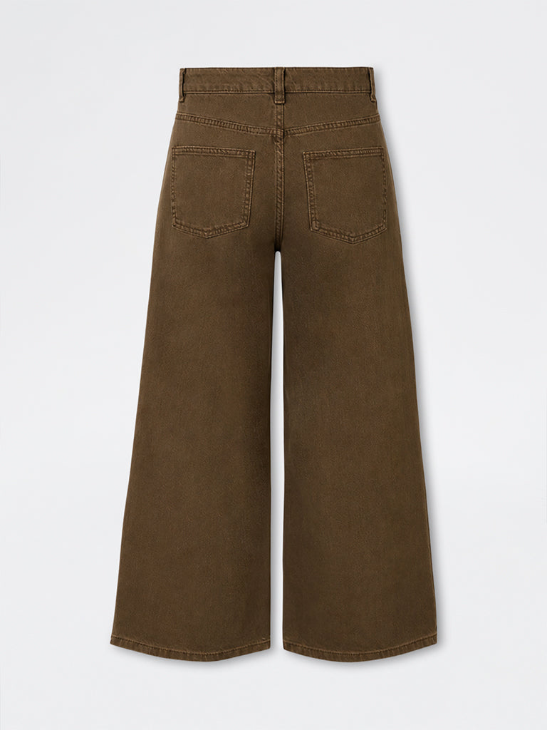 Nuon Brown Wide-Leg High-Rise Jeans