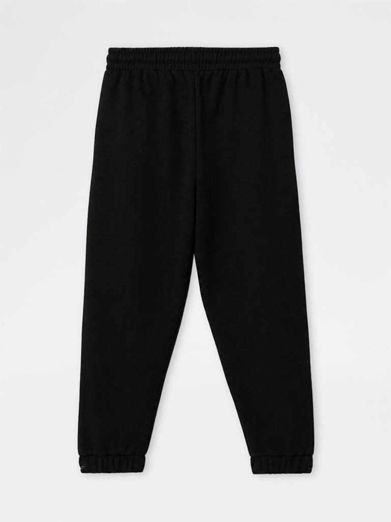 Nuoflexx Black Solid High-Rise Joggers