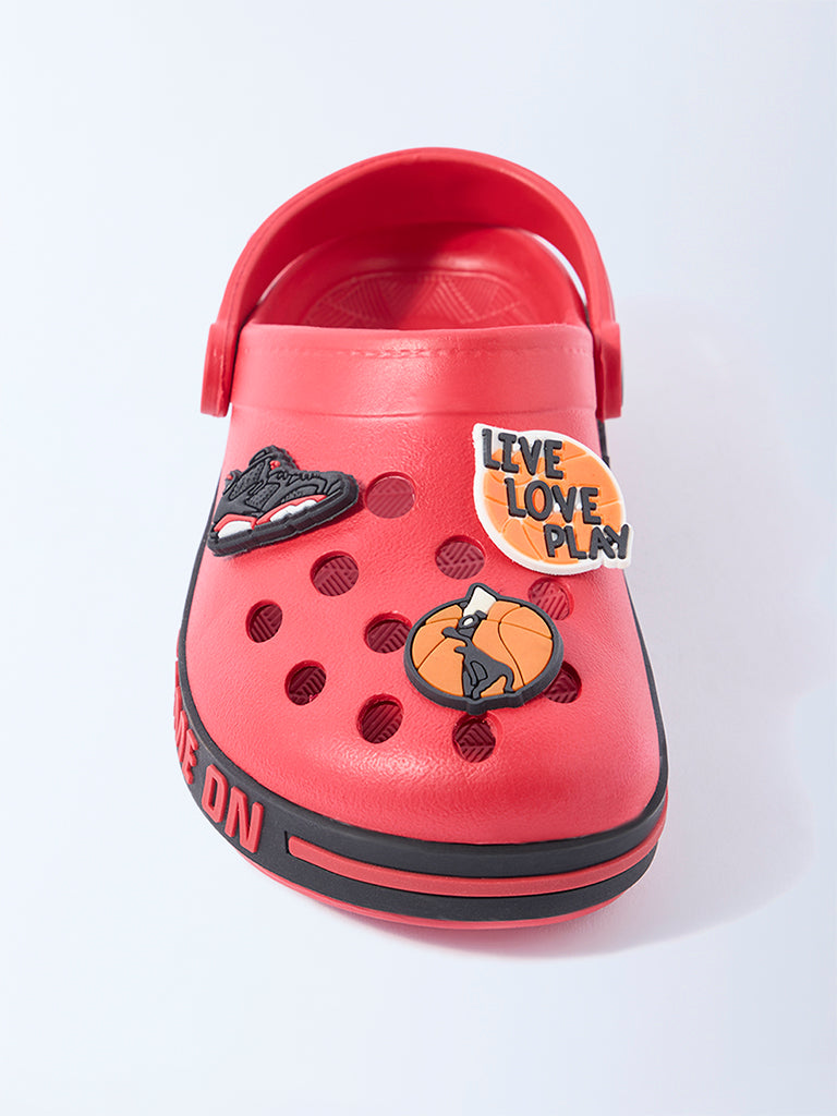 Yellow Red Basketball-Themed Clogs