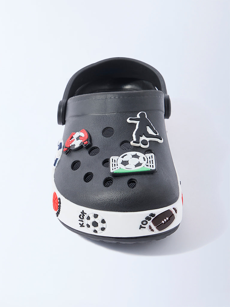 Yellow Black Football-Themed Clogs