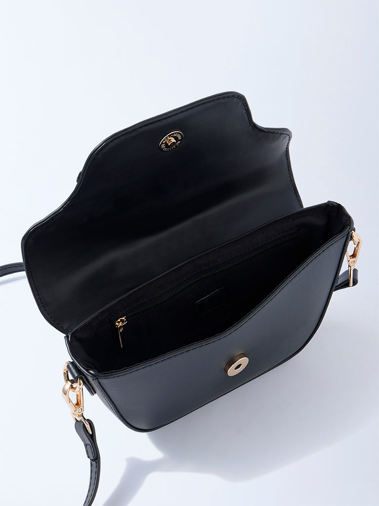 Westside Black Buckle-Detailed Sling Bag