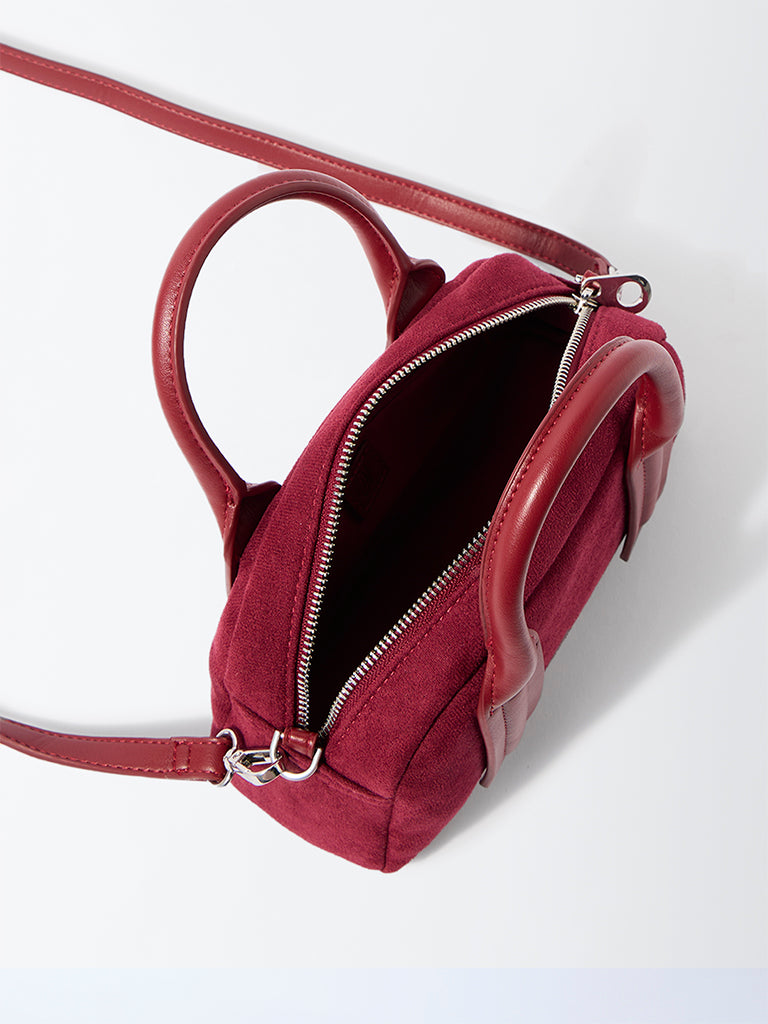 Westside Maroon Suede Bowling Bag