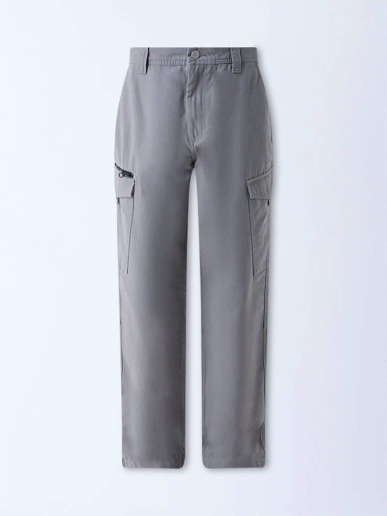 Nuon Sage Solid Relaxed-Fit Mid-Rise Cotton Cargo Pants