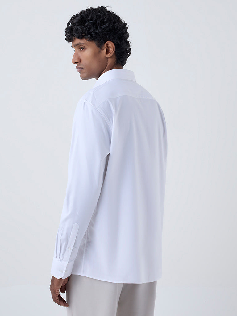 WES Formals Pink Striped Slim-Fit Cotton Shirt