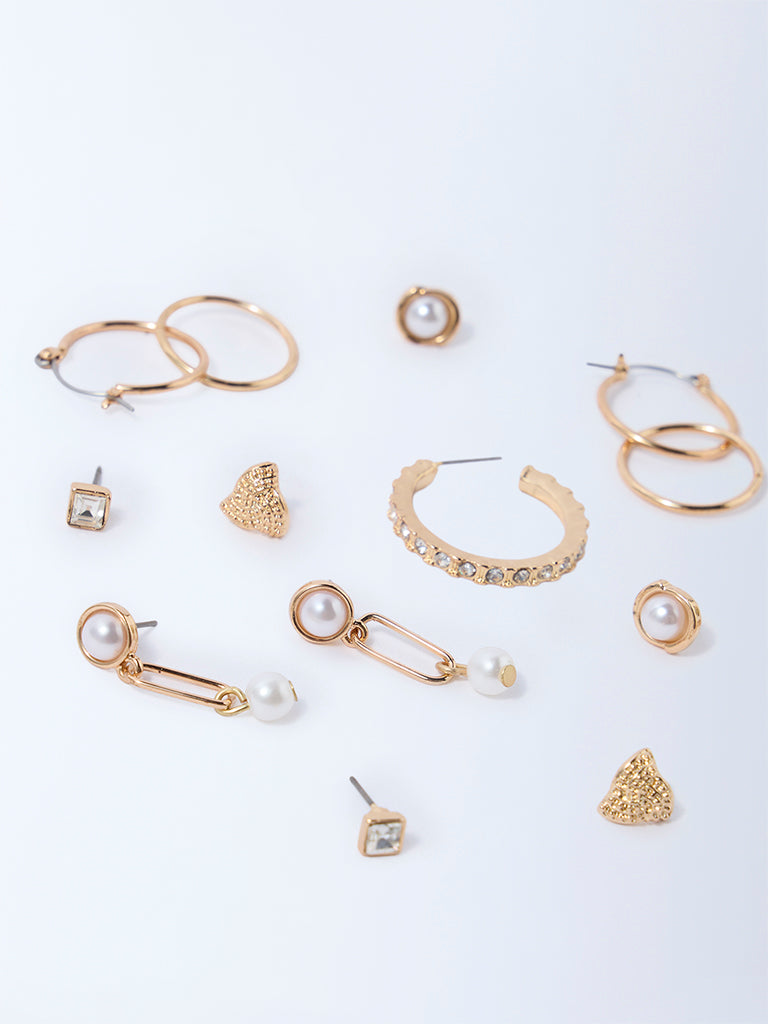 Westside Accessories Gold Pearlescent Studs and Hoops - Pack of 6