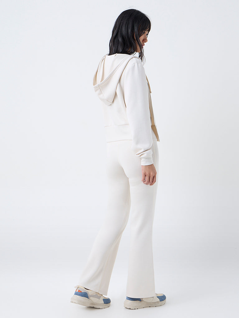 Nuoflexx Cream Solid High-Rise Pants