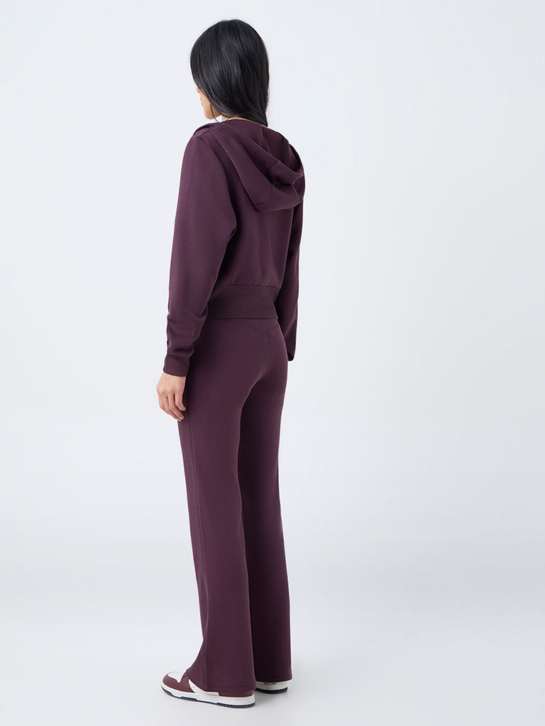 Nuoflexx Burgundy Solid High-Rise Pants