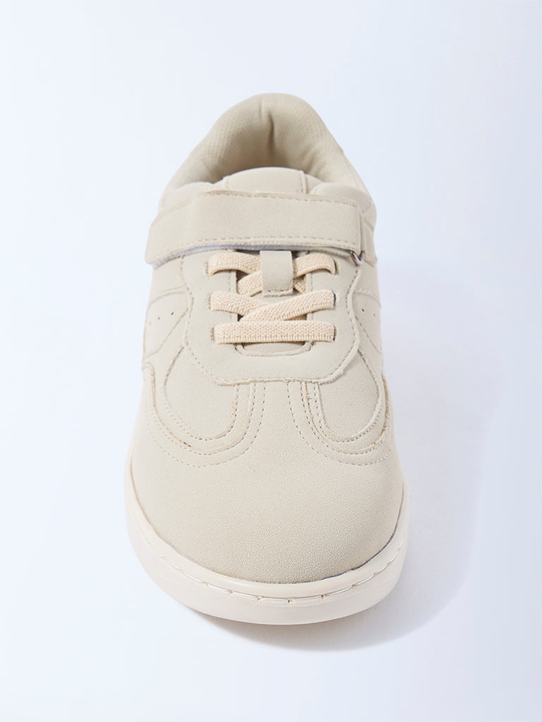 Yellow Beige Solid Lace-Up Sneakers