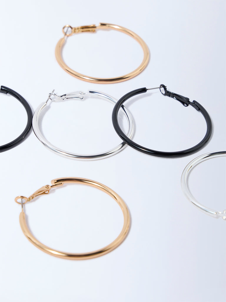 Westside Accessories Multicolour Solid Hoops - Pack of 3