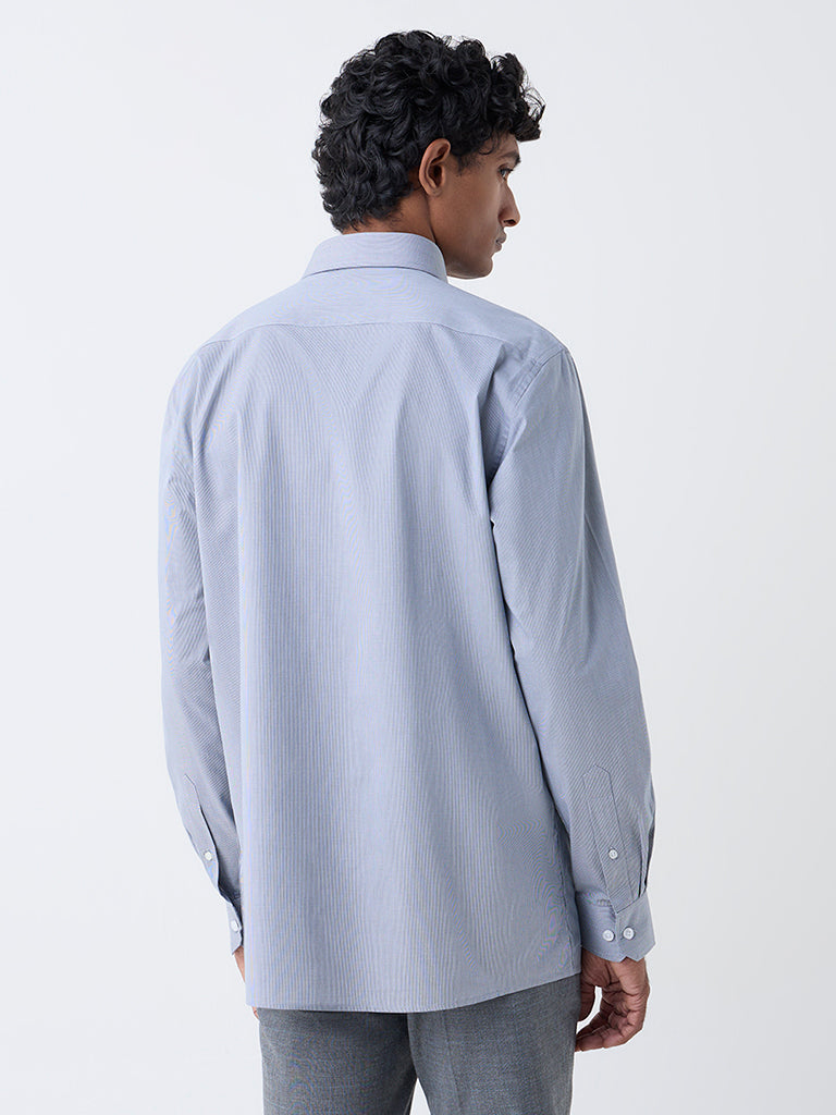 WES Formals Grey Checks Pattern Relaxed-Fit Cotton Shirt