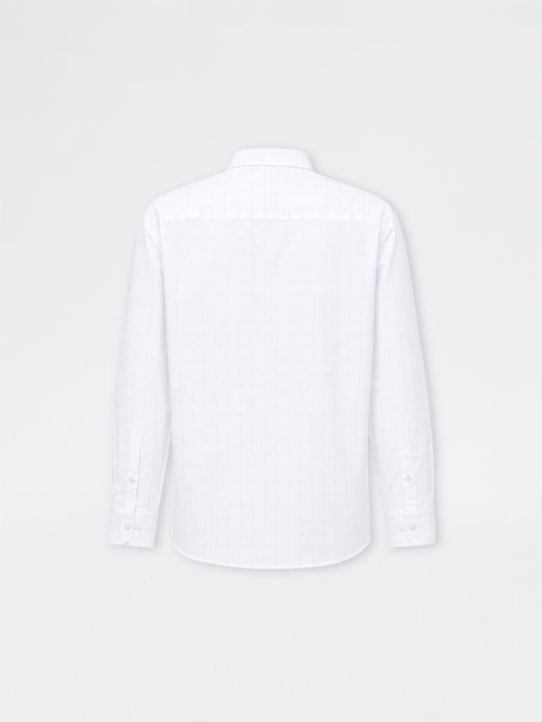 WES Formals White Checkered Slim-Fit Cotton Shirt