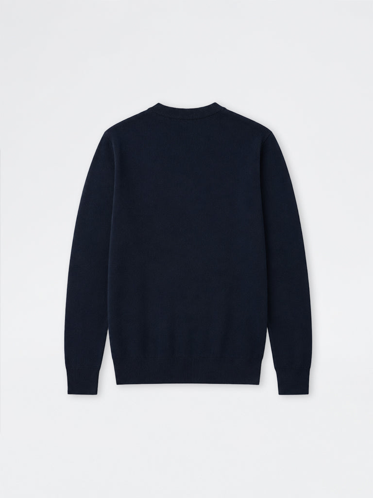 WES Formals Navy Knitted Slim-Fit Sweatshirt