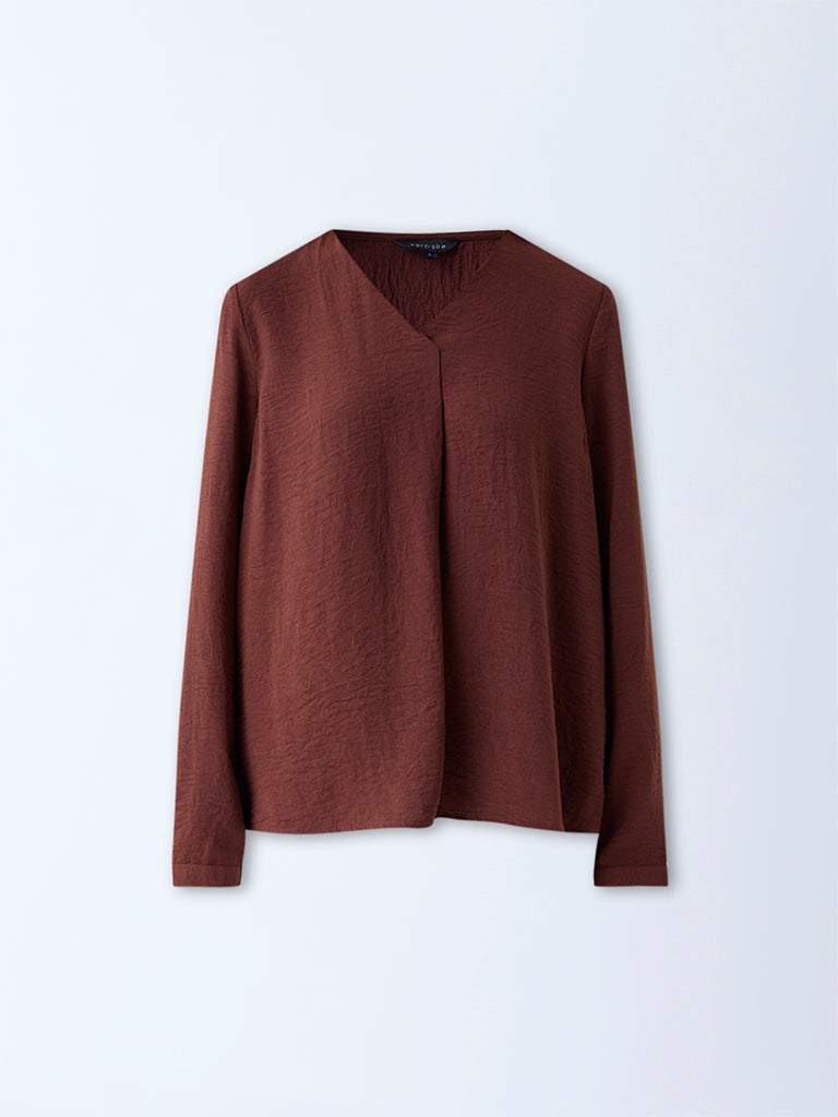 Wardrobe Brown Crinkled Blouse