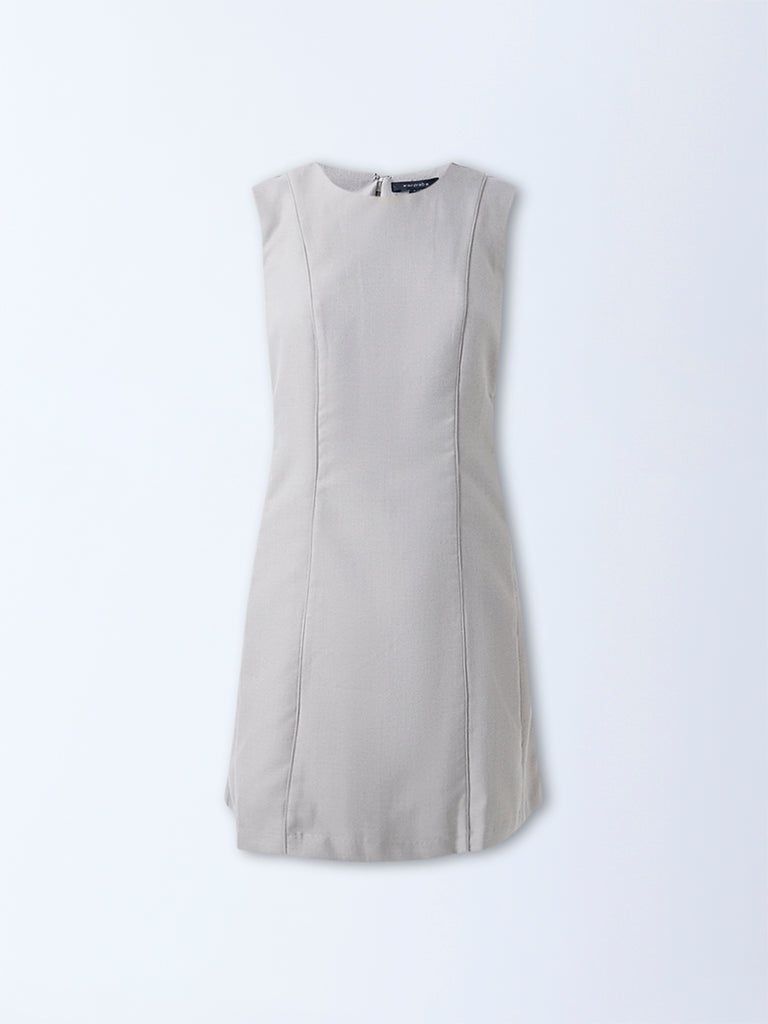 Wardrobe Grey Solid Shift Dress