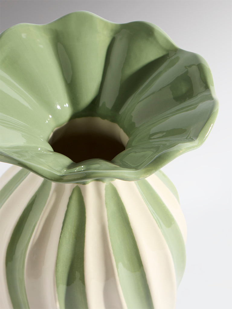 Westside Home Green Ceramic Frill Vase - Large