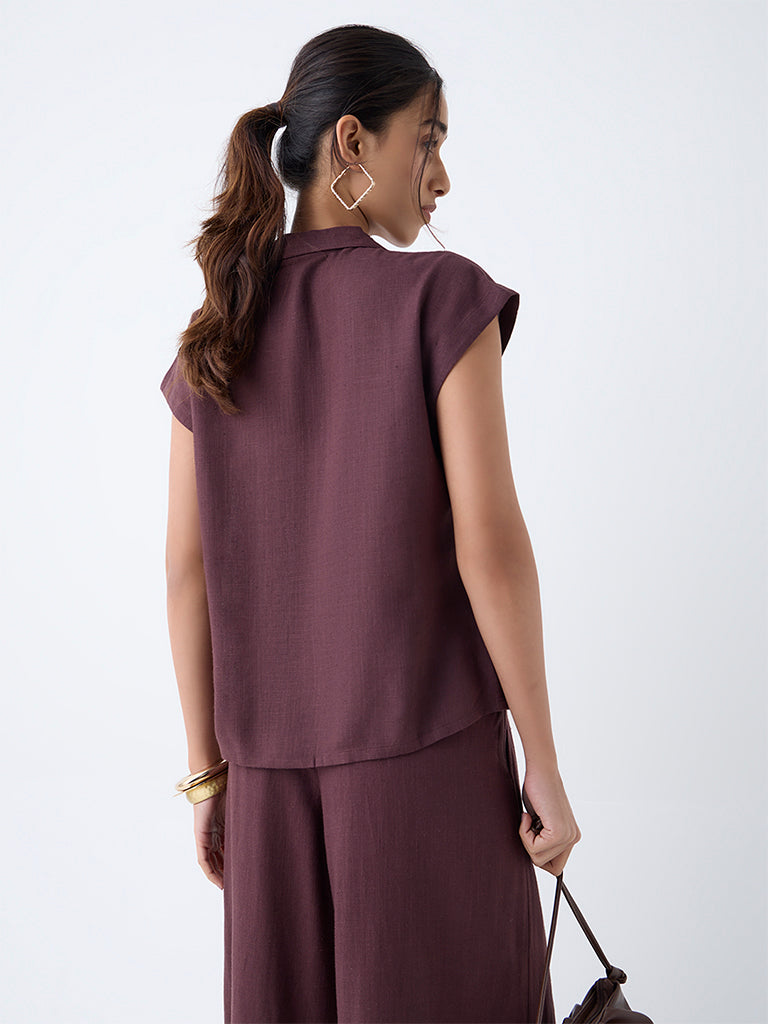 LOV Dark Brown Solid Shirt