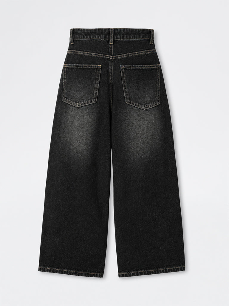 Nuon Black Washed Straight-fit High-Rise Jeans