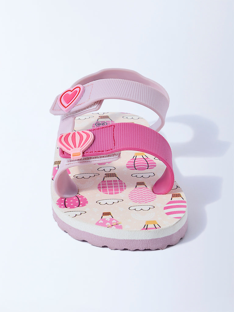 Yellow Pink Hot Air Balloon-Detail Sandals