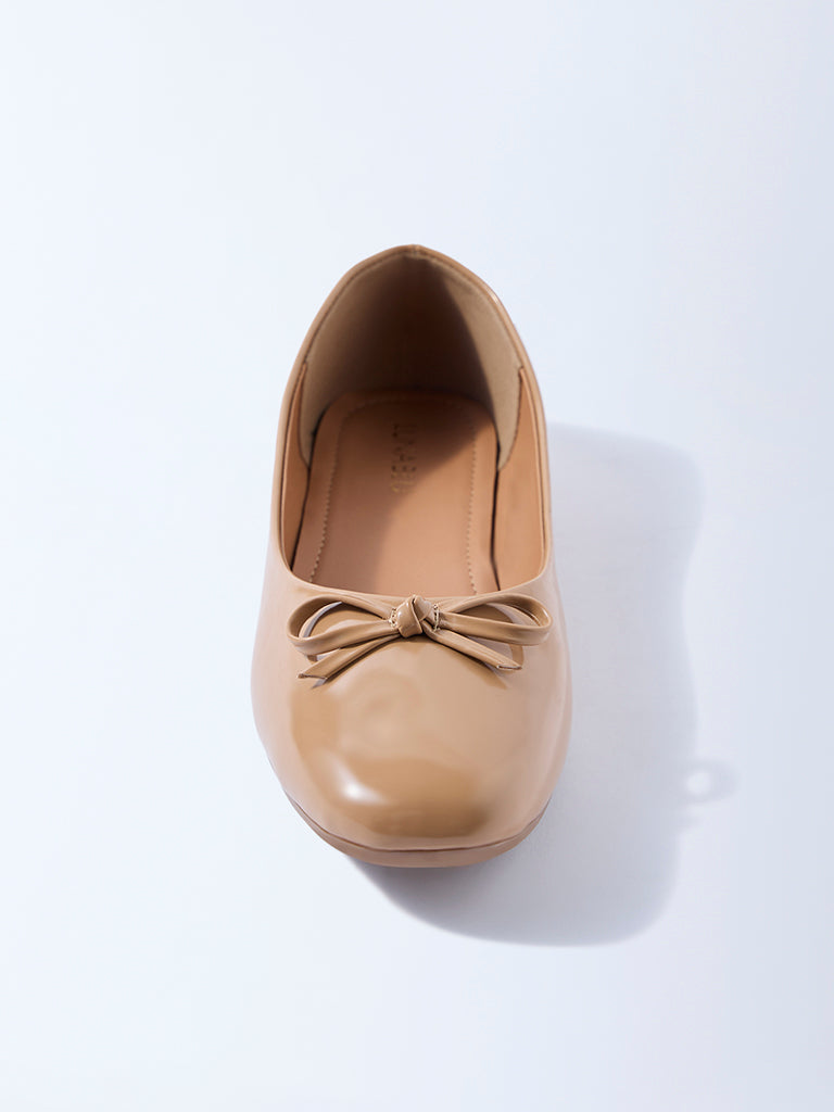 LUNA BLU Beige Bow-Detailed Ballerinas