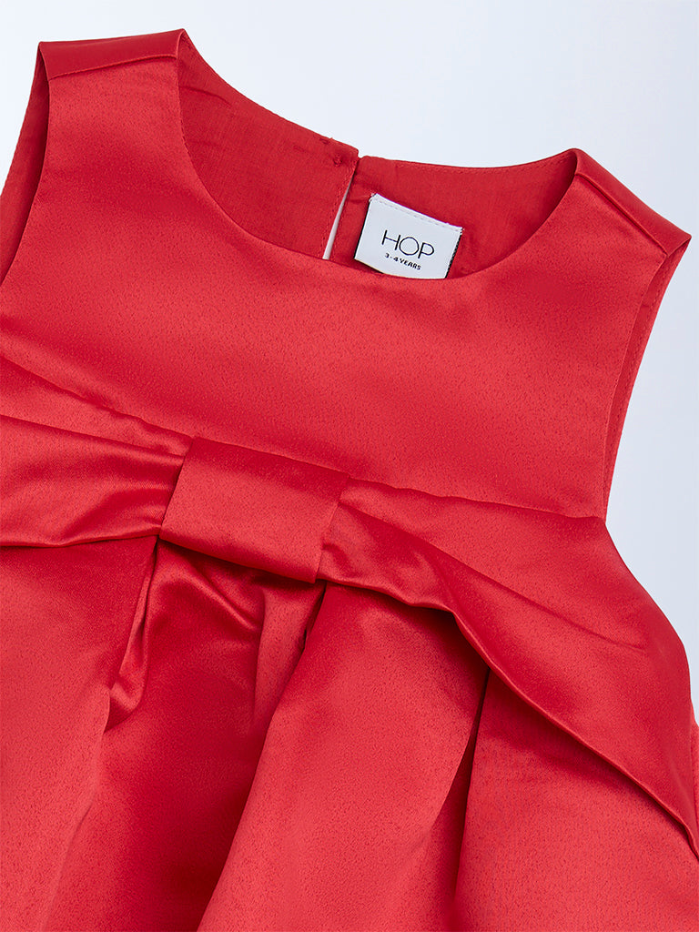 HOP Kids Girls Red Satin Balloon Dress